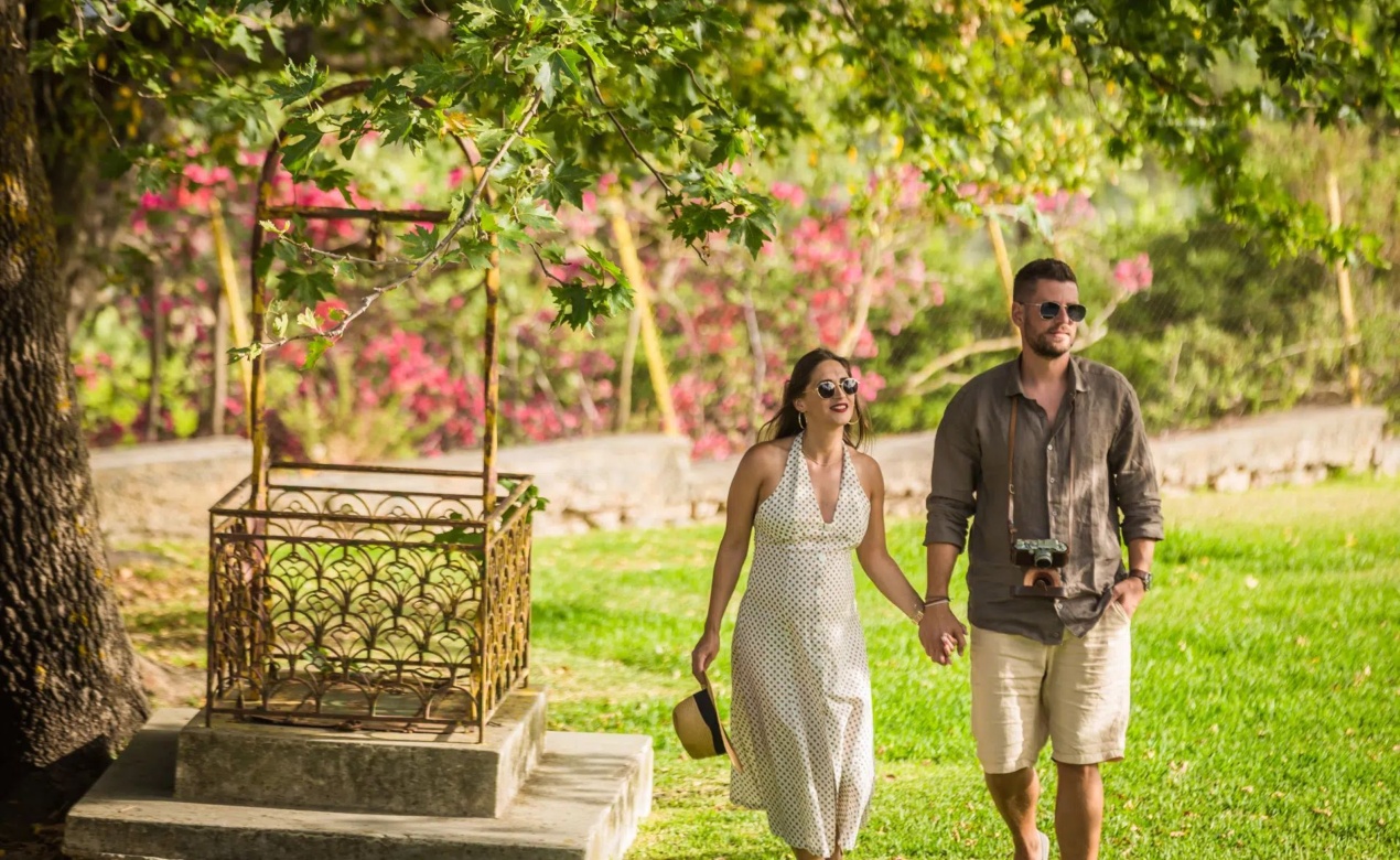 Guests of Electra Kefalonia Hotel & Spa enjoying the outdoors while discovering the best villages to explore in Kefalonia island.